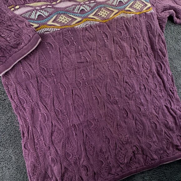 COOGI Australia Sweater Purple Short Sleeve XL Long 3D Knit Pullover Adult Uni - Picture 14 of 16